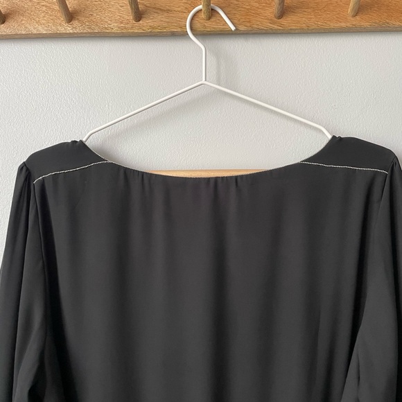 H&M SHEER BEADED LONG SLEEVE PARTY SHIFT DRESS WITH TIE WAIST SIZE 12 - Picture 11 of 11